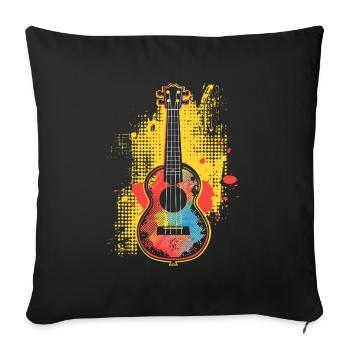 Ukulele Cartoon Style - Sofa pillowcase 17,3'' x 17,3'' (45 x 45 cm) - black - Front