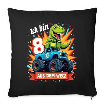 Dinosaur 8th Birthday Monster Truck - Sofa pillowcase 17,3'' x 17,3'' (45 x 45 cm) - black - Front