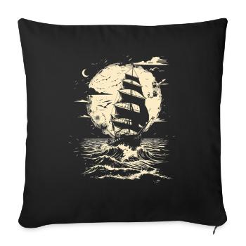 Dessin de voile - Housse de coussin décorative 45 x 45 cm - noir - Devant