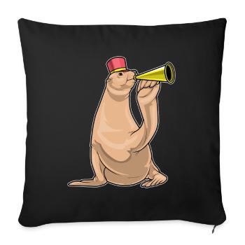 Seal Musician Trumpet Music - Sofa pillowcase 17,3'' x 17,3'' (45 x 45 cm) - black - Front