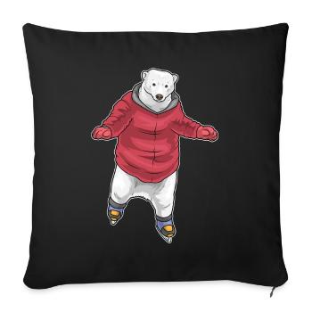 Ours polaire patins à glace - Housse de coussin décorative 45 x 45 cm - noir - Devant