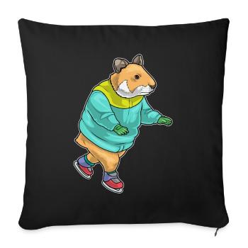 Hamster Eislaufen Schlittschuhe - Sofakissenbezug 45 x 45 cm - Schwarz - Vorne