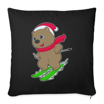 Bear Christmas Ski - Sofa pillowcase 17,3'' x 17,3'' (45 x 45 cm) - black - Front