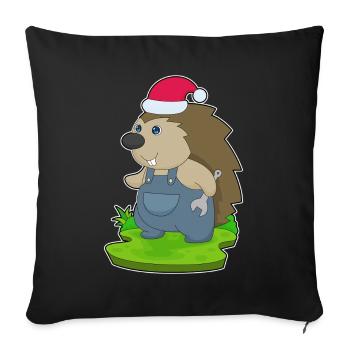 Hedgehog Christmas Mechanic - Sofa pillowcase 17,3'' x 17,3'' (45 x 45 cm) - black - Front