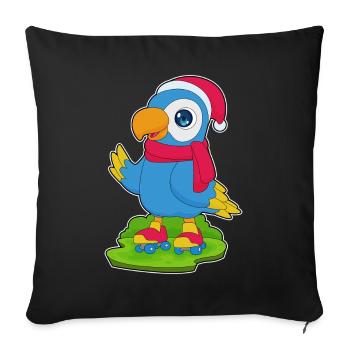 Parrot Christmas Roller Skates - Sofa pillowcase 17,3'' x 17,3'' (45 x 45 cm) - black - Front