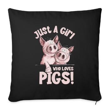 Juste une fille qui aime les cochons Cochon Cochon - Housse de coussin décorative 45 x 45 cm - noir - Devant