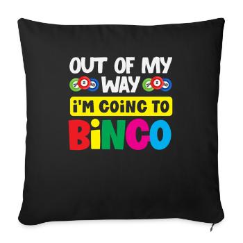 Joueurs de bingo en route pour le bingo - Housse de coussin décorative 45 x 45 cm - noir - Devant