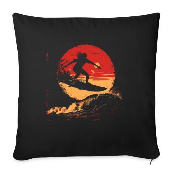 Surferin Sonnenuntergang - Sofakissenbezug 45 x 45 cm - Schwarz - Vorne