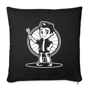 Little Darts Player Comic Look - Sofa pillowcase 17,3'' x 17,3'' (45 x 45 cm) - black - Front