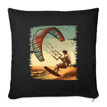 Kitesurfer Kiteboard Kitesurfing Kitesurf - Sofa pillowcase 17,3'' x 17,3'' (45 x 45 cm) - black - Front