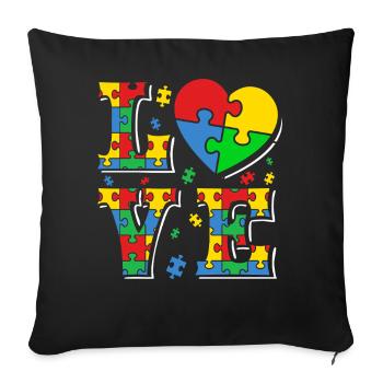 Autismus Autisten Love - Sofakissenbezug 45 x 45 cm - Schwarz - Vorne
