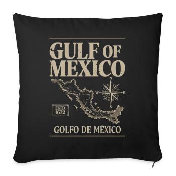 Vintage Gulf of Mexico Retro Golfo de México 1672 - Sofa pillowcase 17,3'' x 17,3'' (45 x 45 cm) - black - Front