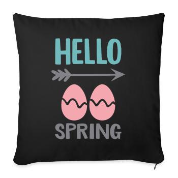 Hello Spring Spring Design with Easter Eggs - Sofa pillowcase 17,3'' x 17,3'' (45 x 45 cm) - black - Front