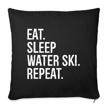 Eat Sleep Waterski Repeat - Sofa pillowcase 17,3'' x 17,3'' (45 x 45 cm) - black - Front