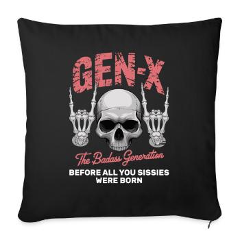 Sarcasm Gen X Badass Skull Retro Design - Sofa pillowcase 17,3'' x 17,3'' (45 x 45 cm) - black - Front