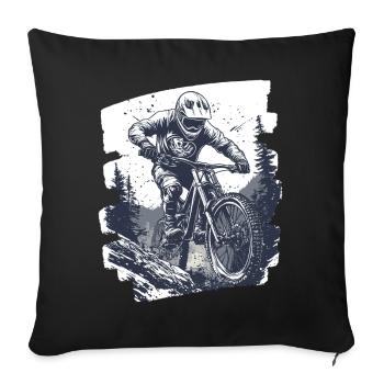 Mountain bikers Downhill Mountains Cycling - Sofa pillowcase 17,3'' x 17,3'' (45 x 45 cm) - black - Front