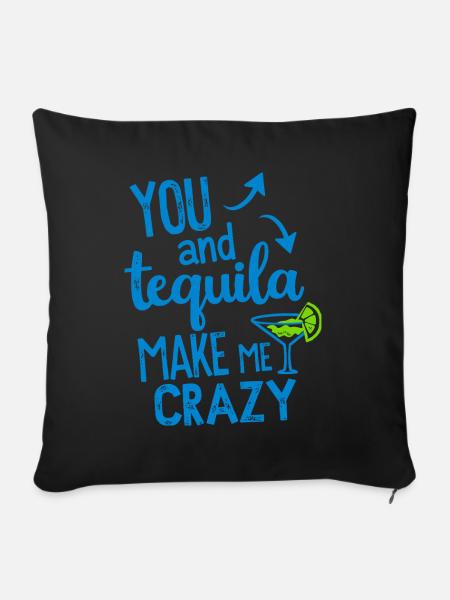 Tequila Party Spruch Zitat - Sofakissenbezug 45 x 45 cm - Schwarz