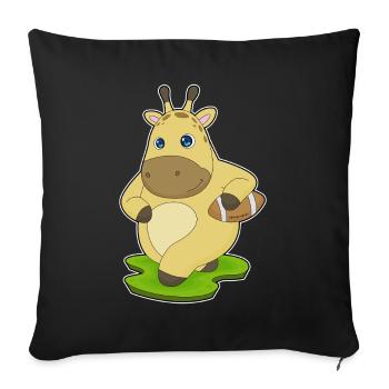 Sport de football américain de girafe - Housse de coussin décorative 45 x 45 cm - noir - Devant