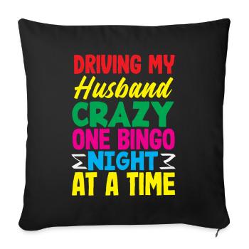 Soirée bingo : Rendre mon mari fou - Housse de coussin décorative 45 x 45 cm - noir - Devant