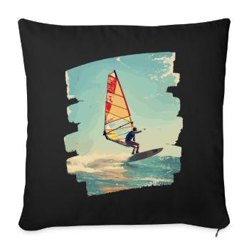 Windsurfers Windsurfing Surfing Water sports - Sofa pillowcase 17,3'' x 17,3'' (45 x 45 cm) - black - Front
