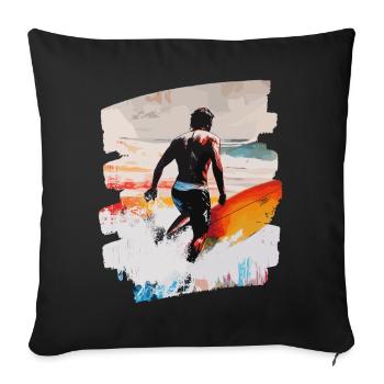 Surfer Surfing Surfboard Surfing - Sofa pillowcase 17,3'' x 17,3'' (45 x 45 cm) - black - Front
