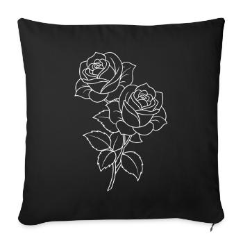 Roses - Fleurs - Fleurs - Dicton - Housse de coussin décorative 45 x 45 cm - noir - Devant
