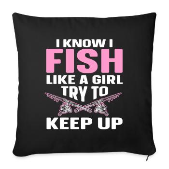 Fishing Design Fish Lover Fisherman - Sofakissenbezug 45 x 45 cm - Schwarz - Vorne