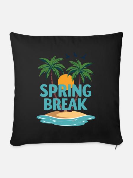 Spring Break Palmen Strand - Sofakissenbezug 45 x 45 cm - Schwarz