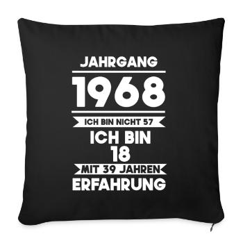 Devise : né en 1968 - Housse de coussin décorative 45 x 45 cm - noir - Devant