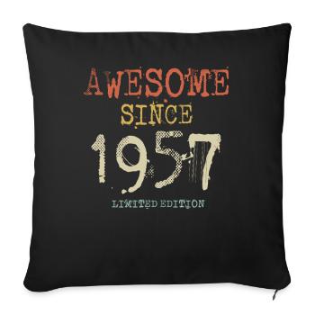 Awesome Since 1957 Birthday Retro - Sofa pillowcase 17,3'' x 17,3'' (45 x 45 cm) - black - Front