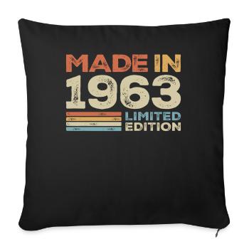 Made In 1963 62nd Birthday Men Women Retro - Sofa pillowcase 17,3'' x 17,3'' (45 x 45 cm) - black - Front