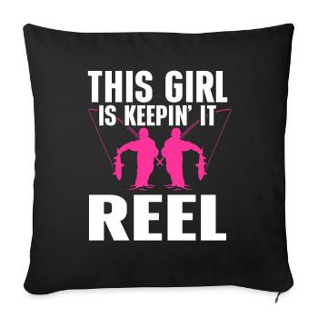 Fishing Design Fish Lover Fisherman - Sofa pillowcase 17,3'' x 17,3'' (45 x 45 cm) - black - Front