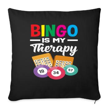 Bingo is my therapy for game nights - Sofa pillowcase 17,3'' x 17,3'' (45 x 45 cm) - black - Front