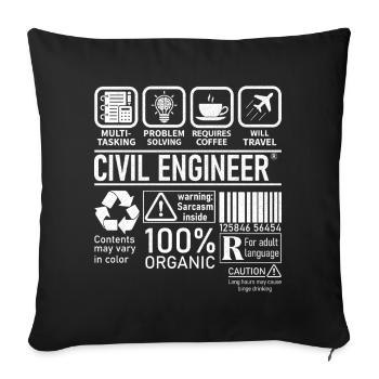 Ingénieur civil multitâche résolution de problèmes - Housse de coussin décorative 45 x 45 cm - noir - Devant