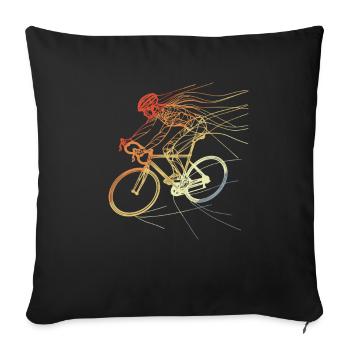 Female cyclist Drawing - Sofa pillowcase 17,3'' x 17,3'' (45 x 45 cm) - black - Front