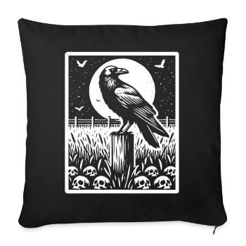 Raven Full Moon Field Skull - Sofa pillowcase 17,3'' x 17,3'' (45 x 45 cm) - black - Front