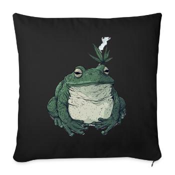 Fat Frog with Cannabis Leaf - Weed Frog - Sofa pillowcase 17,3'' x 17,3'' (45 x 45 cm) - black - Front