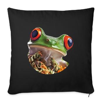 Grenouille de marijuana aux yeux rouges - Weed Design - Housse de coussin décorative 45 x 45 cm - noir - Devant