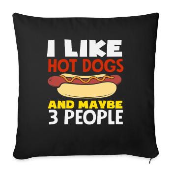 Amateur de hot-dogs J’aime les hot-dogs et peut-être - Housse de coussin décorative 45 x 45 cm - noir - Devant