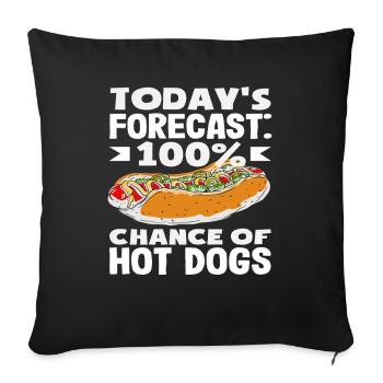 Météo pour les amateurs de hot-dogs 100 % hot-dogs - Housse de coussin décorative 45 x 45 cm - noir - Devant