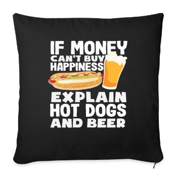 Déclarez les hot-dogs et la bière aux amateurs de hot-dogs - Housse de coussin décorative 45 x 45 cm - noir - Devant