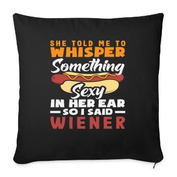 Amateur de hot-dogs Citation viennoise drôle - Housse de coussin décorative 45 x 45 cm - noir - Devant