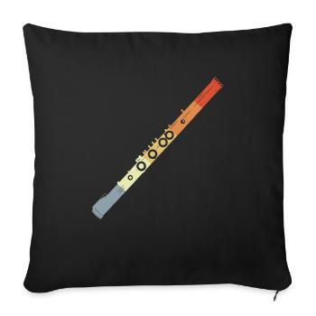 Flûte Dessin Look Vintage - Housse de coussin décorative 45 x 45 cm - noir - Devant