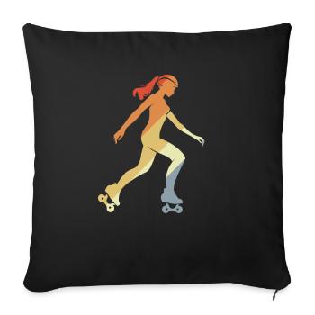 Vintage Roller Skating Girl Graphic - Sofa pillowcase 17,3'' x 17,3'' (45 x 45 cm) - black - Front