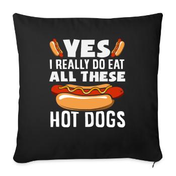 Amateur de hot-dogs je mange ces hot-dogs - Housse de coussin décorative 45 x 45 cm - noir - Devant