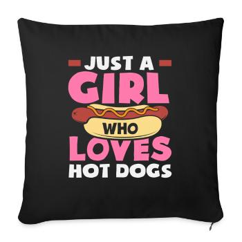 Une fille qui aime les hot-dogs - Housse de coussin décorative 45 x 45 cm - noir - Devant