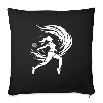 Dessin d’un joueur de badminton - Housse de coussin décorative 45 x 45 cm - noir - Devant