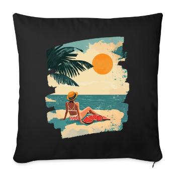 Summer Beach Retro - Sofa pillowcase 17,3'' x 17,3'' (45 x 45 cm) - black - Front