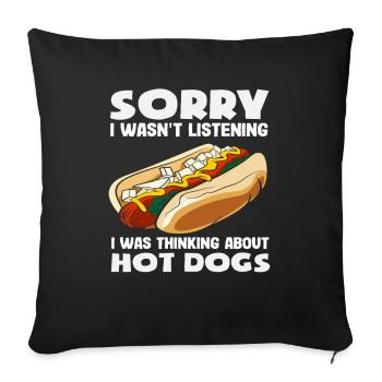 Les amateurs de hot-dogs pensent aux hot-dogs - Housse de coussin décorative 45 x 45 cm - noir - Devant