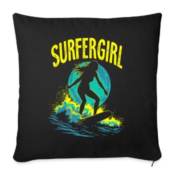 Surfer Girl Surfer Surfing Surfing Surfer - Sofa pillowcase 17,3'' x 17,3'' (45 x 45 cm) - black - Front
